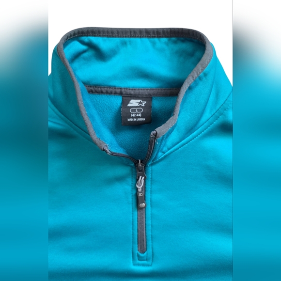 Starter Large Teal Blue Quarter Zip Pullover Fleece - Picture 2 of 7